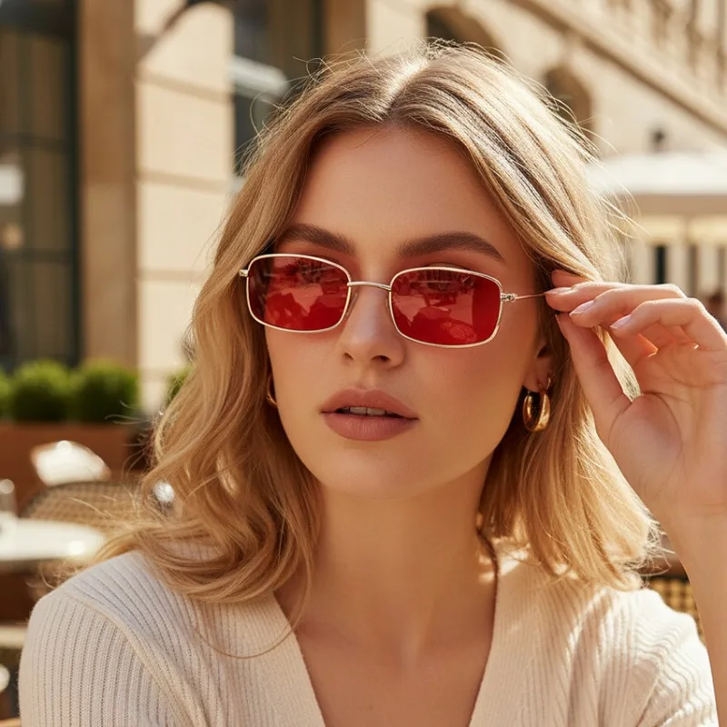Metal Photo Panel - Neue kleine quadratische Sonnenbrille für Damen,