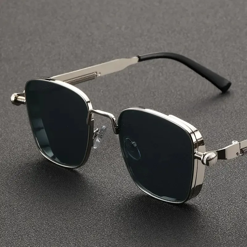 Metal Photo Panel - Herren-Sonnenbrille im Vintage-Stil, Steampunk-Design, quadratische Form,