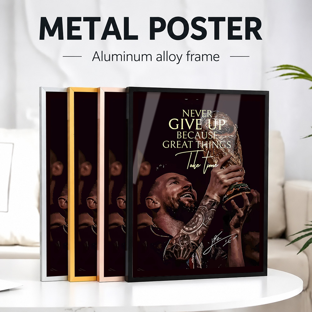Metal Photo Panel - Lionel Messi Sieg-Bild im Rahmen aus