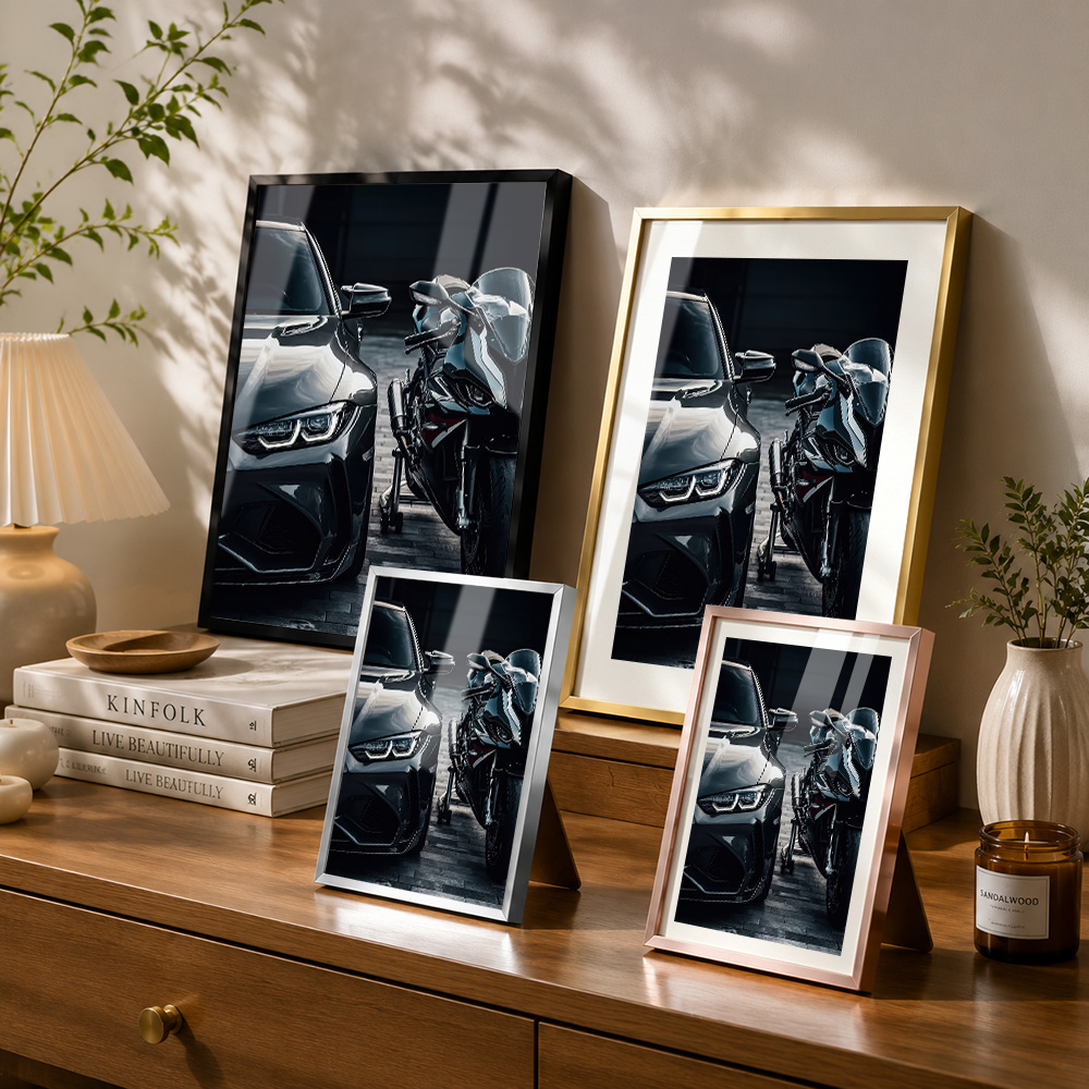 Schwarzes Auto- und Motorrad-D – Metal Photo Panel Bewertung und Preis