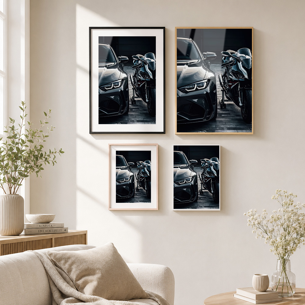 Schwarzes Auto- und Motorrad-D – Metal Photo Panel Bewertung und Preis